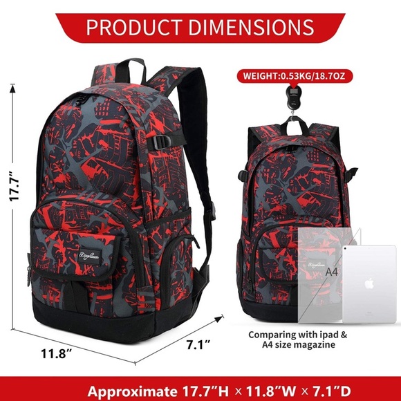 School Backpack-Travel Bag for Men & Women Lightweight with Laptop Compartment - Picture 2 of 5